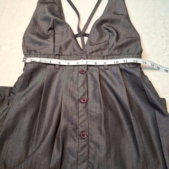 Nasty Gal Midi Dress Button Front Sz S Strappy Back Preppy Academia Retro Work - Picture 15 of 16